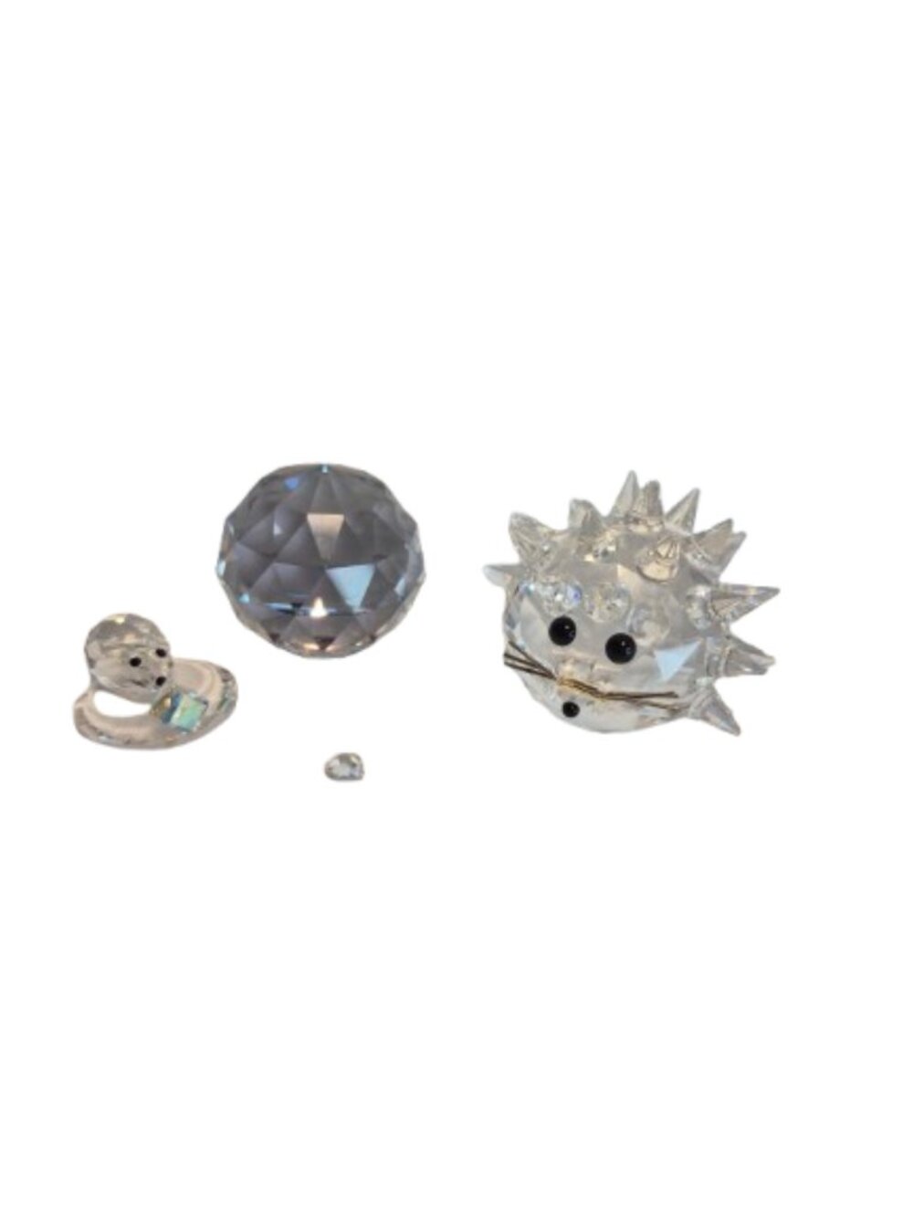Swarovski Crystal Hedgehog Mouse with Cheese and Sphere Damaged